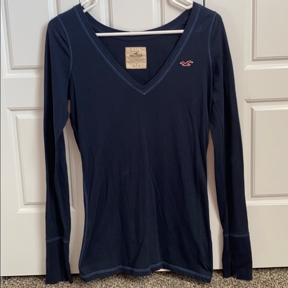 Long sleeve navy blue Hollister shirt